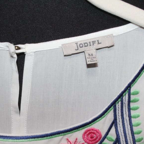 Jodifl White Rayon Embroidered Sleeveless Dress - Picture 11 of 15